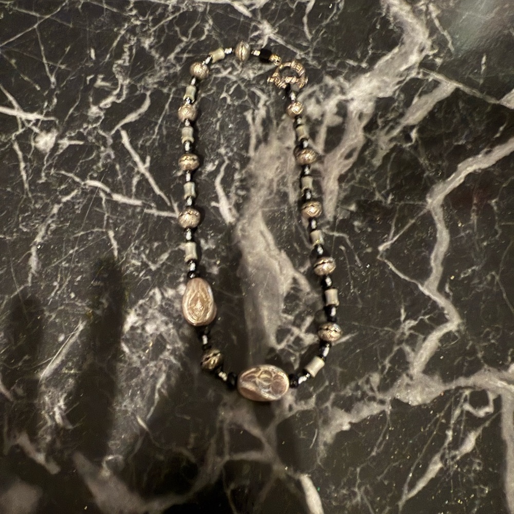 Elegant Black and Silver Beaded Necklace